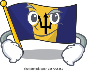 Flag barbados mascot cartoon style with Smirking face
