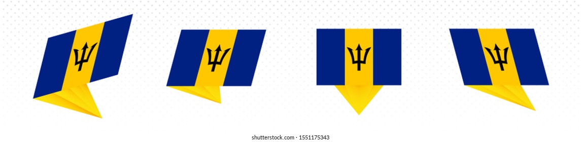 Flag of Barbados in modern abstract design, vector flag set.