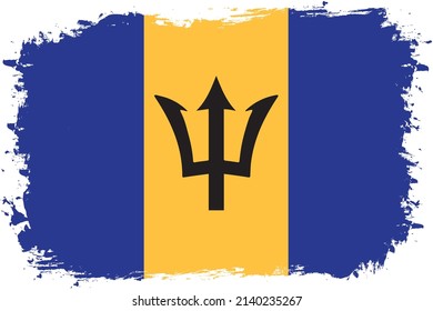 Bandera de Barbados en banner de grunge pintado con pincel - ilustración vectorial