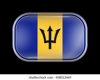Flag of Barbados. Rectangular Shape with Rounded Corners. 