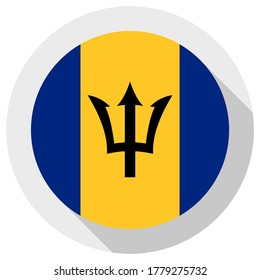 Bandera de Barbados, icono de forma redonda sobre fondo blanco, ilustración vectorial