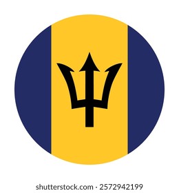 Flag of Barbados round shape, national symbol