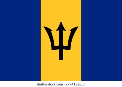 Flag of Barbados state. Barbadian flag vector icon