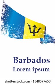 Flag of Barbados, Barbados. Template for award design, an official document with the flag of Barbados. Bright, colorful vector illustration.
