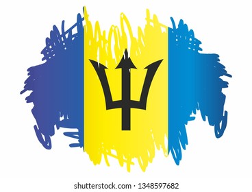 Flag of Barbados, Barbados. Template for award design, an official document with the flag of Barbados. Bright, colorful vector illustration.