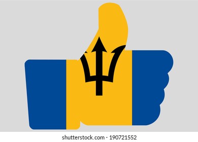 The flag of Barbados in a Thumbs Up Icon