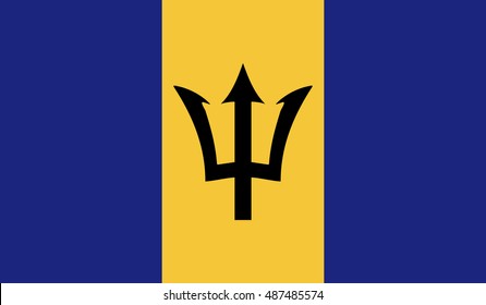 Flag of Barbados vector. Accurate dimensions, element proportions and colors