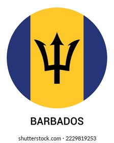Flag Of Barbados, Barbados flag vector illustration, Barbados flag in a circle.