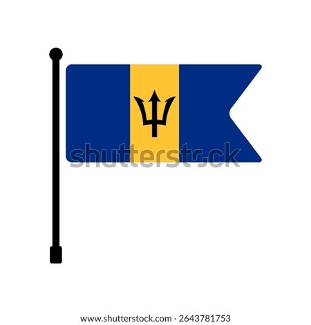 Flag of Barbados. Barbados flag vector illustration icon design. Flagpole flag icon.