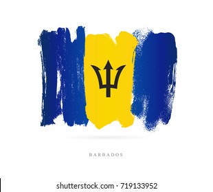 Flag of Barbados. Vector illustration on white background. Beautiful brush strokes. Abstract concept. Elements for design.