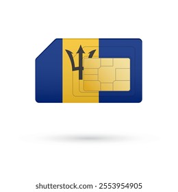 Flag of Barbados. Vector illustration of SIM Card with flag on white background