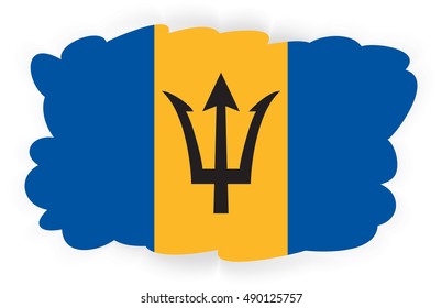 Flag of Barbados. Vector illustration of a stylized flag. Cloud with shadow. Element for infographics.