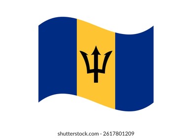 Flag of Barbados. Barbados wavy flag digital vector illustration. Fluttering flag.