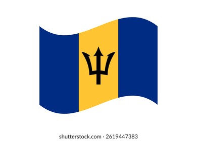 Flag of Barbados. Barbados wavy flag digital vector illustration. Fluttering flag.