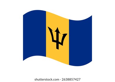 Flag of Barbados. Barbados wavy flag digital vector illustration. Fluttering flag.