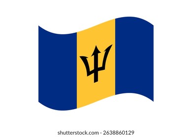 Flag of Barbados. Barbados wavy flag digital vector illustration. Fluttering flag.