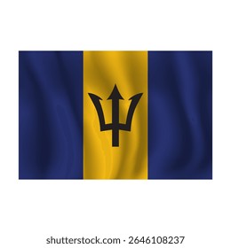 Bandeira de Barbados ondulada flui ao vento, com dobras 3d