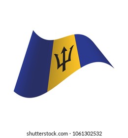 Flag of Barbados. A wavy flag. Icon. Isolated Vector Illustration.