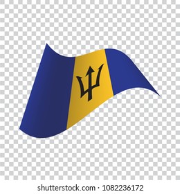 Flag of Barbados. A wavy flag. Icon. Isolated Vector Illustration.