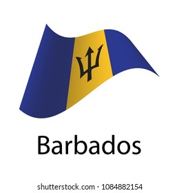 Flag of Barbados. A wavy flag. Icon. Isolated Vector Illustration.

