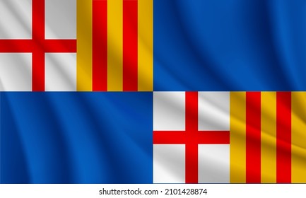 Flag of Barceloneta, Puerto Rico. Realistic waving flag of Barceloneta vector background.