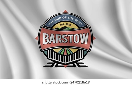 Flag of Barstow, California, USA. Realistic waving flag vector background.