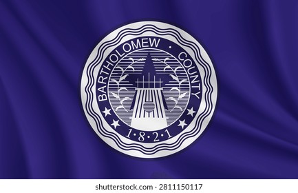 Flag of Bartholomew County, Indiana, USA. Realistic waving flag of Bartholomew Countyi vector background.