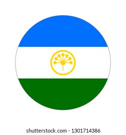 Flag of Bashkortostan. Circular icon on white background, vector illustration.