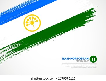 Flag of Bashkortostan with creative painted brush stroke texture background