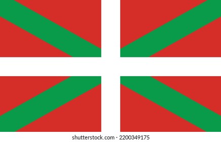 Bandera de la Comunidad Autónoma del País Vasco de España con fondo rojo y cruces blancas y verdes