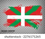 Flag of Basque Country brush strokes. Flag Basque Country and Leon  with title  on transparent background for your web site design, logo, app, UI. Kingdom of Spain. Stock vector.  EPS10.