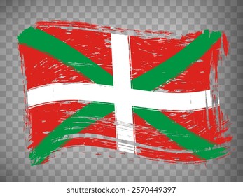 Flag of Basque Country from brush strokes.  Waving Flag Basque Country on transparent background for your web site design, app, UI. Spain. Stock vector. Vector illustration. EPS10.