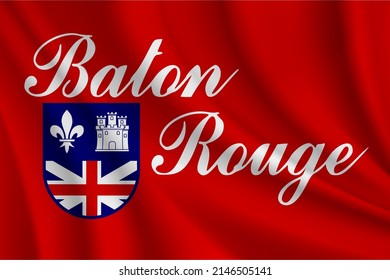 Flag Baton Rouge Louisiana Usa Realistic Stock Vector (Royalty Free