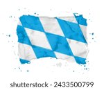 Flag of Bavaria, brush stroke background.  Flag Bavaria of 	Germany on white background. Watercolor style for your design.  EPS10.
