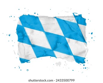 Flag of Bavaria, brush stroke background.  Flag Bavaria of 	Germany on white background. Watercolor style for your design.  EPS10.
