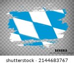 Flag of Bavaria from brush strokes. Federal Republic of Germany.  Flag Free State of Bavaria with title on transparent background for your web site design, app, UI. Germany. Vector  EPS10.