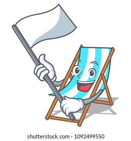 With flag beach chair mascot cartoon