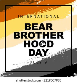 The Flag Of The Bear Brotherhood. July 9, The International Day Of The Bear Brotherhood. Brown, Orange, Yellow, White, Gray And Black Brush Strokes Drawn By Hand. Sexual Identification.