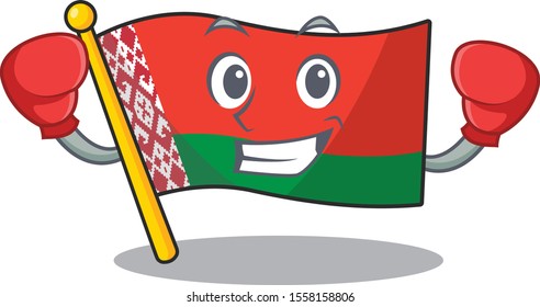 flag belarus in the cartoon shape boxing