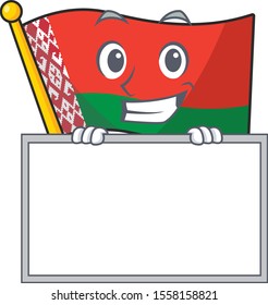 flag belarus in the cartoon shape grinning with board
