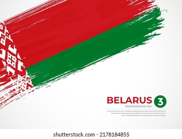 Flag of Belarus with creative painted brush stroke texture background