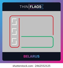 The flag of Belarus, Download Editable Thin Icons. Country, World and International Flag Icons Set. Belarusian Flag Icon Graphic Vector Stroke