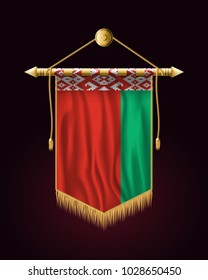Flag of Belarus. Festive Vertical Banner. Wall Hangings with Gold Tassel Fringing