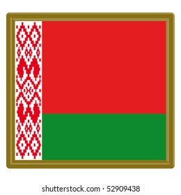 Flag of Belarus with gold frame