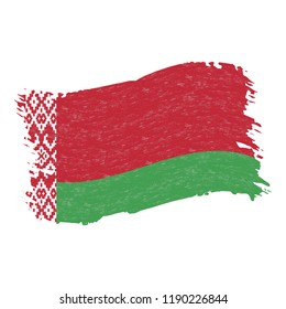 Flag of Belarus, Grunge Abstract Brush Stroke Isolated On A White Background. Vector Illustration. National Flag In Grungy Style. Use For Brochures, Printed Materials, Logos, Independence Day