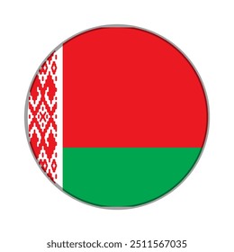 The flag of Belarus. Flag icon. Standard color. Round flag. Computer illustration. Digital illustration. Vector illustration.