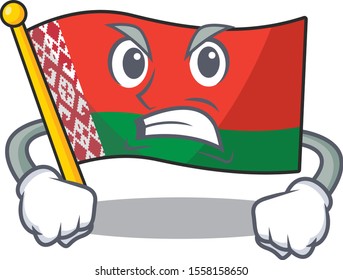 flag belarus isolated with the angry cartoon