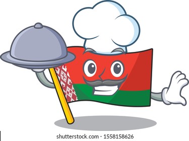 flag belarus isolated with the chef holding food cartoon