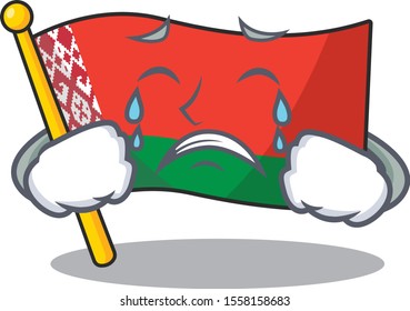 flag belarus isolated with the crying cartoon