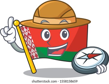 flag belarus isolated with the holding compass cartoon